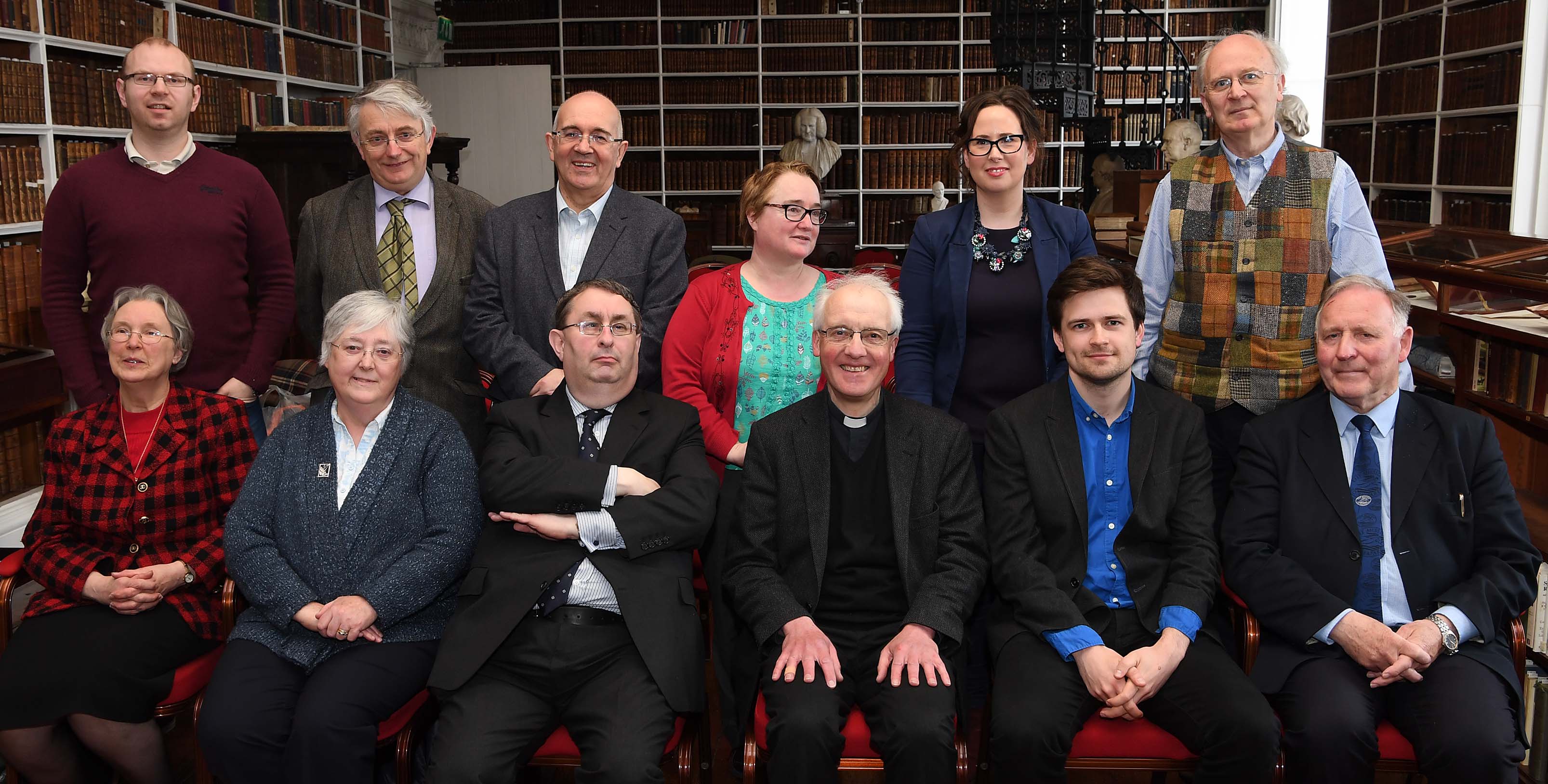 [Back row: from left to right] Dr Mark Empey, Mr George Woodman, Professor David Hayton, Dr Miriam Moffit, Dr Jennifer Redmond, Mr Brendan Toomey (COIHS committee members) [Front row: from left to right] Ms Valerie Adams, Dr Jane McKee, Mr Colin Armstrong, Very Revd Gregory Dunston, Mr Ruairí Cullen and Dr Adrian Empey (COIHS Hon Sec) Photo courtesy of Ian Maginess